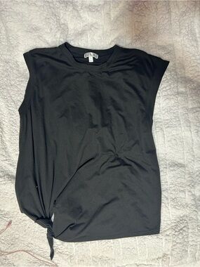 nine britton Black Sleeveless Tank with Side Knot